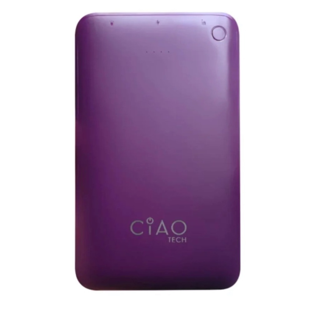 LIFEWARE CIAO TECH Portable Power Charger, Dual USB Power Bank, 6600mAh, Purple